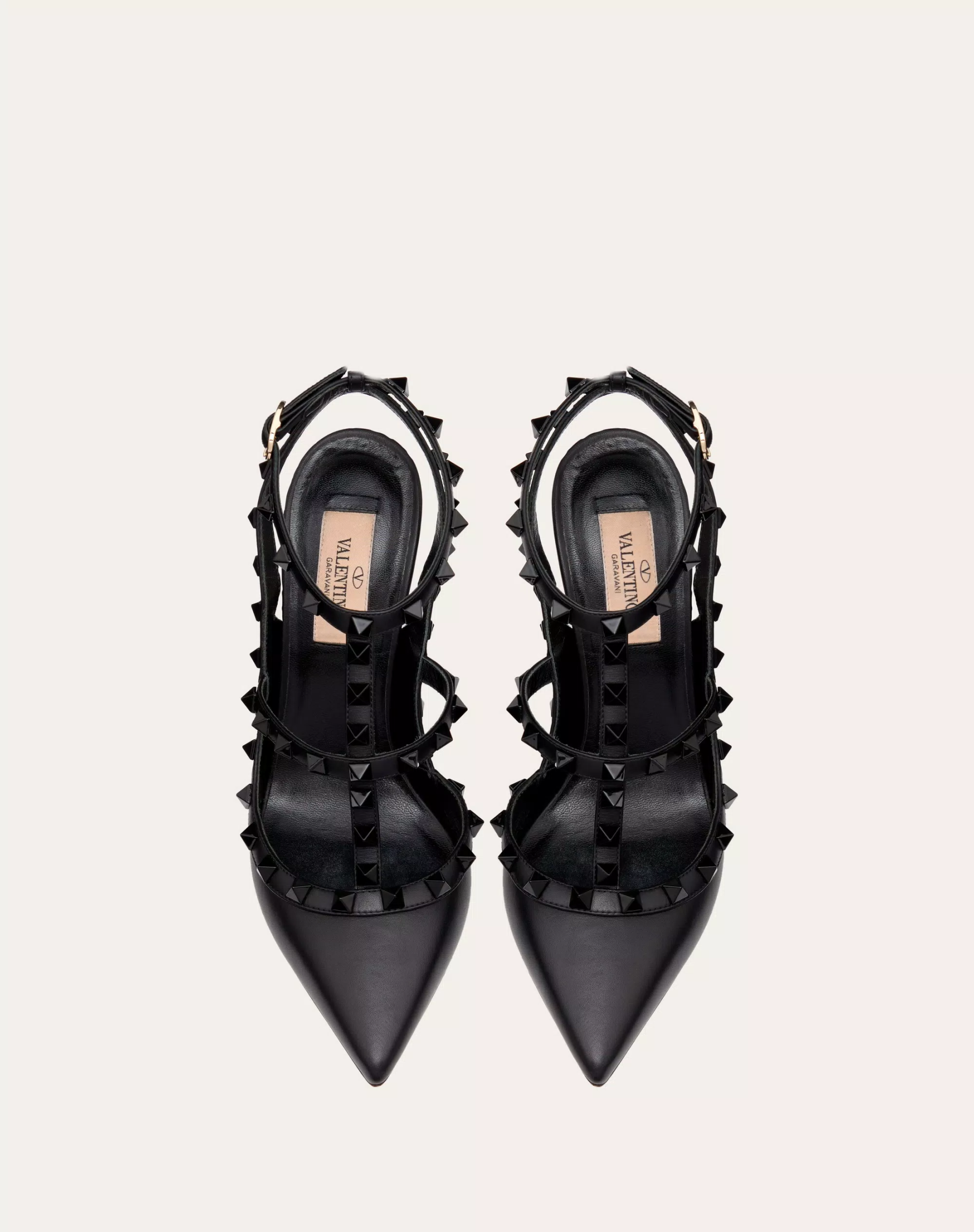 ROCKSTUD ANKLE STRAP PUMP WITH TONAL STUDS 100 MM